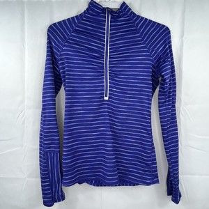 Athleta Womens Size XS Elite Half Zip Long Sleeve Striped Purple Pullover